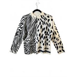 Vintage 90's Designers Originals Women's Animal Print Sweater Size Large Y2K